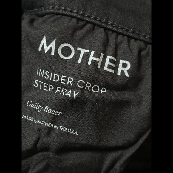 Mother Jeans 26 Womens Black Insider Crop Step Fray Side Stripe Denim Stretch - Picture 12 of 12